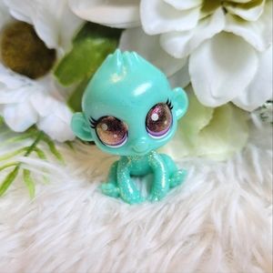 2/$10 Littlest Pet Shop LPS Monkey #2-S8 Shimmer Monkeyton Aqua Blue Purple Eyes